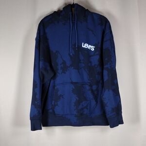 Levi's Navy Blue Relaxed Casual Pullover Tie-Dye Cotton Men's Hoodie Sweatshirt